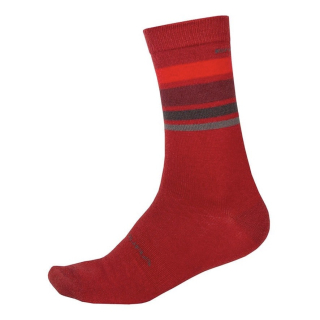 Ponožky Endura BaaBaa Merino Stripe, červené